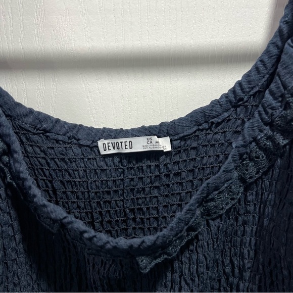 Devoted Navy Blue Smocked Dress Medium - Picture 2 of 3
